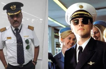 Il truffatore indiano Mahbubani a sinistra e a destra Leonardo Di Caprio in una scena del film Prova a Prendermi nei panni di Frank Abagnale