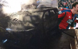 L'auto incendiata di Antonio Langella
