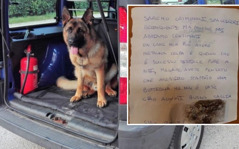 Il cane antidroga Rocky e la lettera dedicatagli dagli spacciatori del vicentino