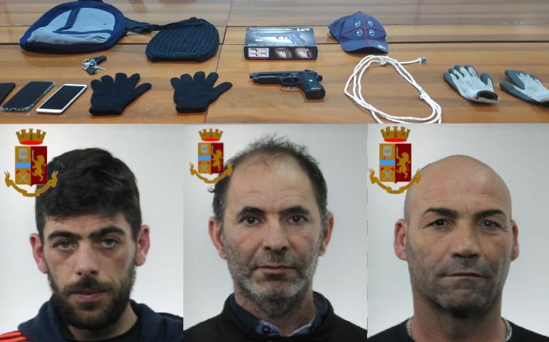 I tre rapinatori arrestati a Quartu dalla Squadra Mobile