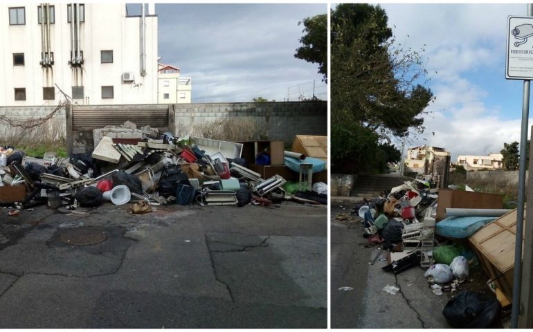 Pirri: via del Lentisco, neppure le telecamere fermano gli incivili, in meno di 6 mesi una nuova discarica