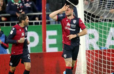 Alberto Cerri dopo il gol in coppa Italia contro la Sampdoria giovedì 5 dicembre 2019