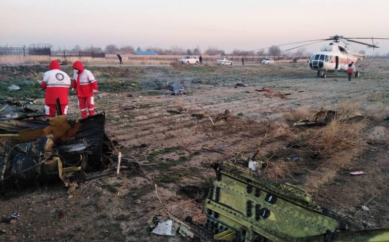 L'area vicino a Teheran dove si è schiantato l'aereo Boeing della Ukrainian Airlines