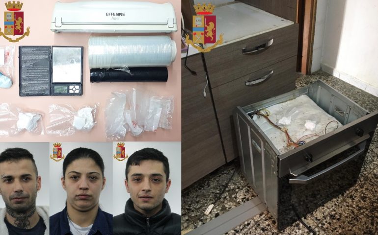 Cocaina nascosta nel forno: tre arresti