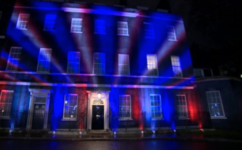 La facciata di Downing Street, residenza del primo ministro britannico all'ora della Brexit