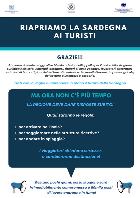 infografica Federalberghi, Confindustria e Confcommercio Sardegna