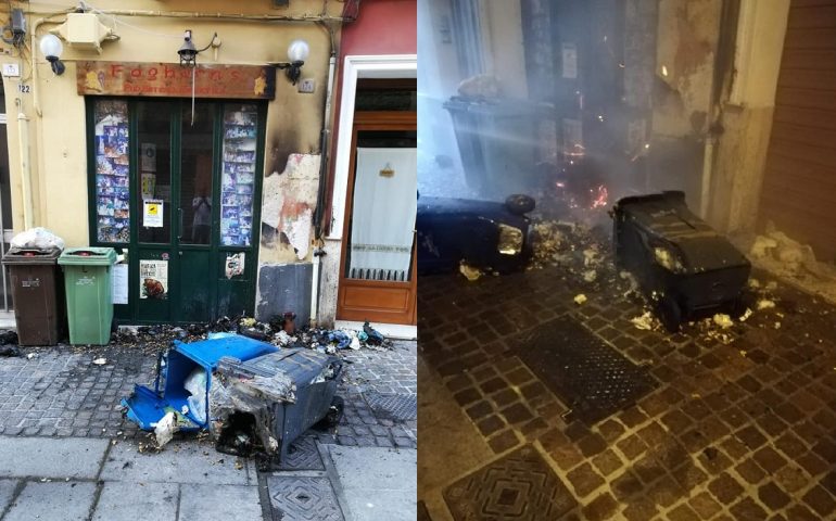 Cagliari, incendio davanti al pub Foghorn’s di corso Vittorio Emanuele II