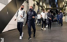 i calciatori della Juventus prima di Juventus Napoli