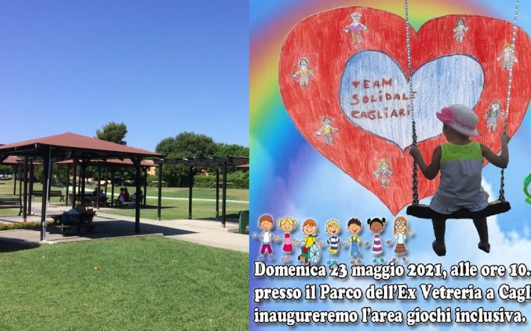 Cagliari, nel parco dell’Ex Vetreria un’area giochi inclusiva pensata per tutti i bambini
