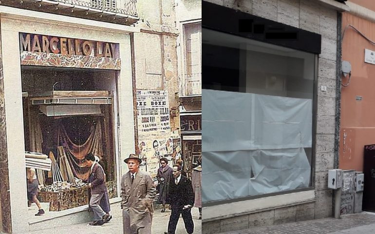 La Cagliari che non c’è più. Lo storico negozio di tessuti Lay: oggi solo una vetrina vuota