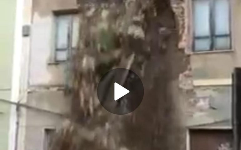 (VIDEO) Maltempo, notte da incubo a Quartu, crollano le facciate di due case