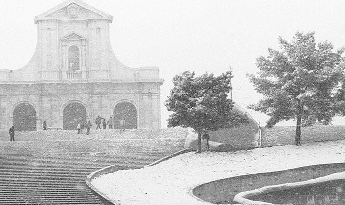 La Cagliari che non c’è più: Bonaria sotto la neve nel gennaio del 1985