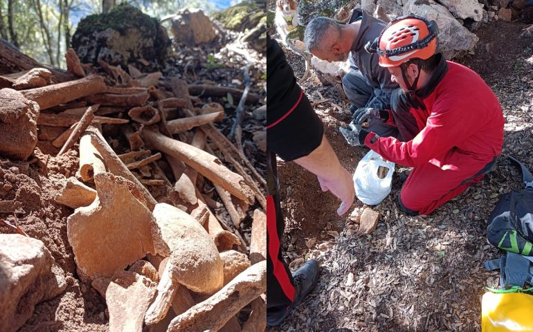 (FOTO) Straordinaria scoperta durante un trekking in Ogliastra: antiche ossa umane in una grotta