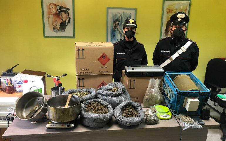 Un vero e proprio laboratorio della droga in casa: arrestato un 63enne a San Gavino