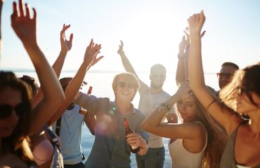 Dancing at beach party