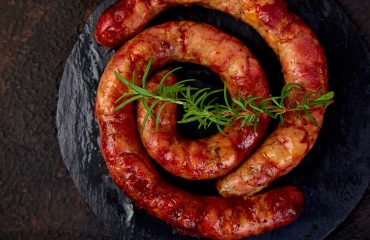 Grilled or Roasted spiral pork sausages