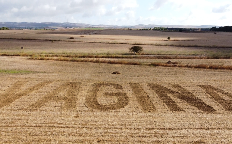 (VIDEO) Grande scritta “Vagina” in un campo in Sardegna: l’opera d’arte provocatoria dell’artista Amadama