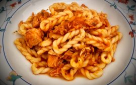 Lorighittas di Morgongiori con ragù rosso di galletto ruspante (Ristorante Transumanza, Cagliari)