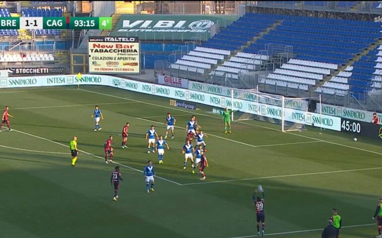Quarto pareggio consecutivo per i rossoblù, al Rigamonti con il Brescia finisce 1-1
