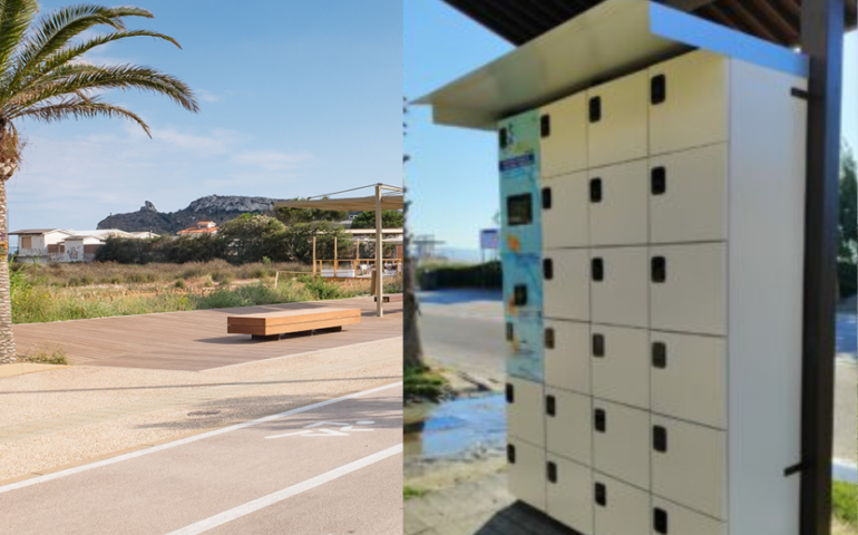 Novità al Poetto: armadietti per smartphone, zaini e chiavi attivi sul lungomare