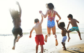 Children having fun on the beach