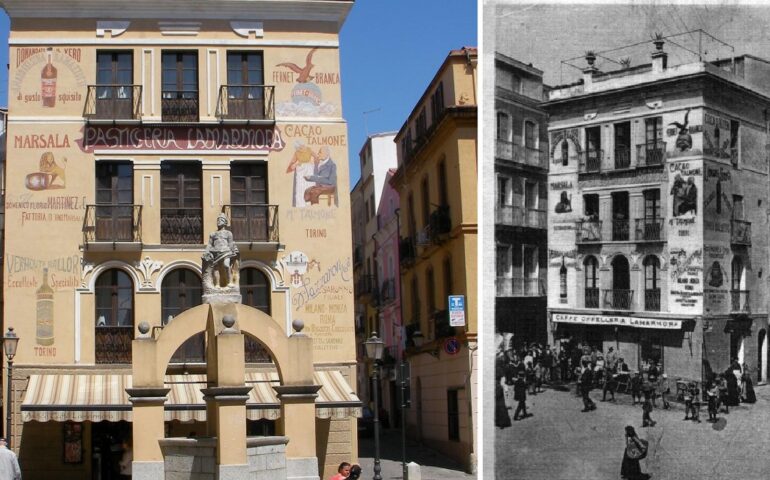 In Sardegna c’è un edificio con insegne pubblicitarie che risalgono al 1904. Ecco tutta la storia