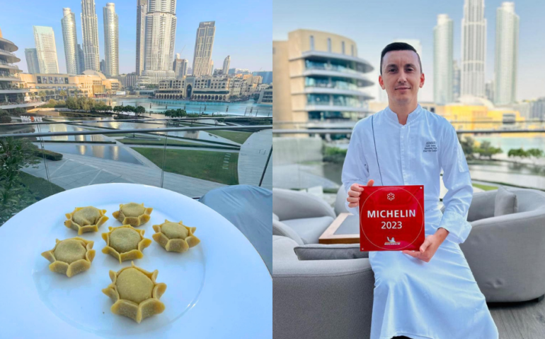 Casadinas a Dubai: il piatto dello chef sardo Giovanni Papi, stella Michelin