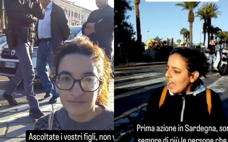 Cagliari: per la prima volta in Sardegna gli attivisti di Ultima Generazione. Via Roma bloccata