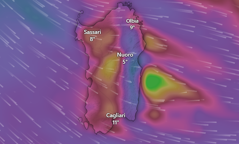 Burrasca di maestrale, pioggia e gelo su tutta la Sardegna per il weekend dell’Epifania