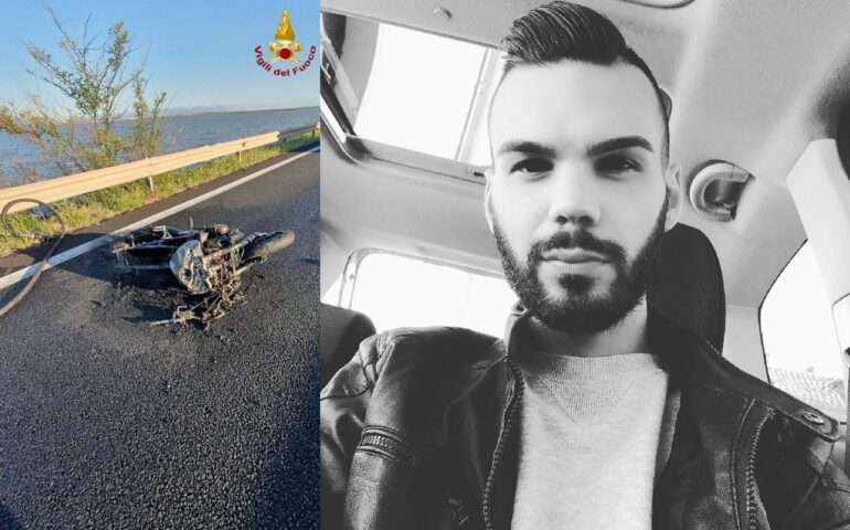 Tragedia sulla SS 195: ragazzo di 31 anni muore in sella alla sua moto avvolto dalle fiamme