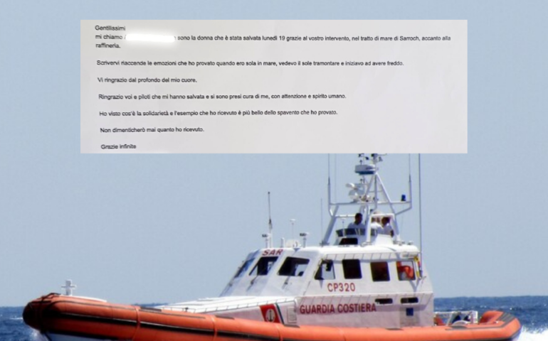 Non riusciva a tornare a riva per il forte maestrale, salvata dalla Guardia Costiera: “Grazie per esservi presi cura di me”