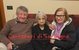 Pierino Vargiu e Angela Mereu con la centenaria Pierina Pitzalis