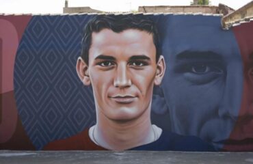 Il murale di Mauro Patta dedicato a Gigi Riva a Ussaramanna ( PH Patta Artist profilo ig)