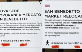 Cagliari, il cartello del mercato di San Benedetto fa sorridere il web: gli stranieri camminano più veloci?