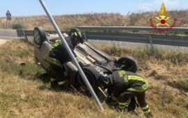 Intervento dei Vigili del Fuoco di Sanluri per un grave incidente sulla SS 196 vicino a Villasor