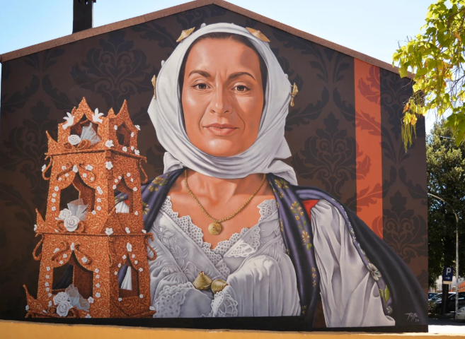 Il dono, murale Mauro Patta a Bono pH Instagram Patta Artist