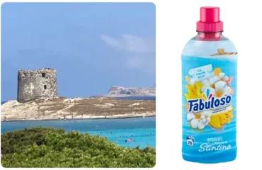 La Pelosa a Stintino e l'ammorbidente con la scritta