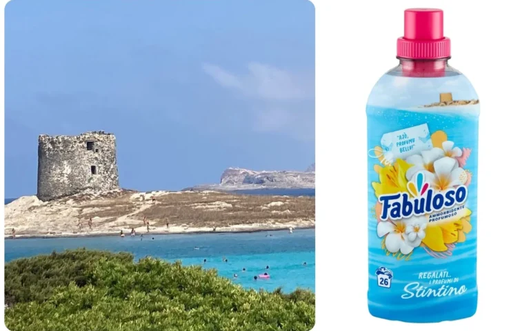 La Pelosa a Stintino e l'ammorbidente con la scritta
