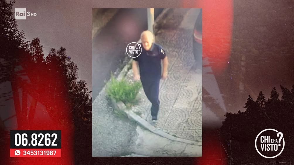 Giovanni Pittui ripreso da una telecamera in un frame della trasmissione Rai Chi l'ha visto