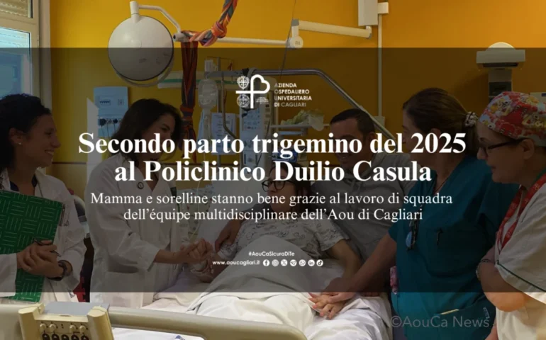 Cagliari, parto da record al Policlinico: il benvenuto alle tre gemelle Camilla, Bianca e Carlotta