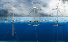Pale eoliche in mare (Foto Ansa)