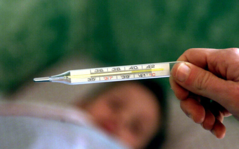Un bambino influenzato (Foto Ansa)