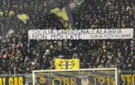 La curva del Modena dedica uno striscione a Sicilia, Sardegna e Calabria colpite dal ciclone Harry