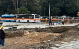 Cagliari, stop al cantiere della Metro: in Piazza Matteotti riemergono antiche mura