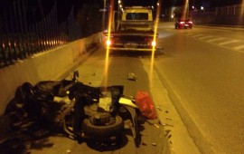 la moto dopo l'incidente a Flumini ( foto P.Pigliacampo)