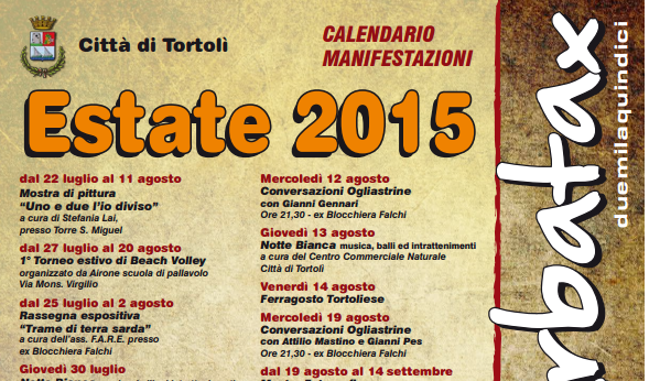 Manifestazioni per promuovere l’estate tortoliese 2015. Il programma