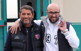 Nella foto Denis Fercia con il mister della Ferrini, Franco Giordano.