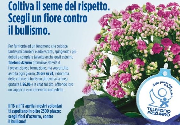 Telefono azzurro, un fiore per il bullismo