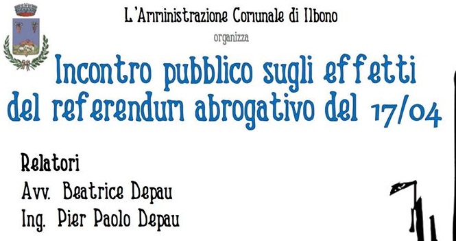 Ilbono. Dibattito pubblico sul referendum “Notriv” del 17 aprile