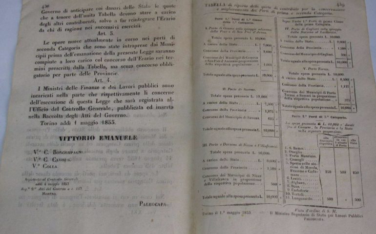 (FOTO) Una legge del 1853 per la realizzazione del molo di levante di Arbatax